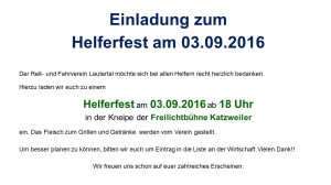 Einladung Helferfest 2016