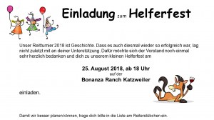 Einladung Helferfest 2018